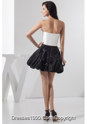 Mini-length Sweetheart Beaded Black and White Prom Dress A-line