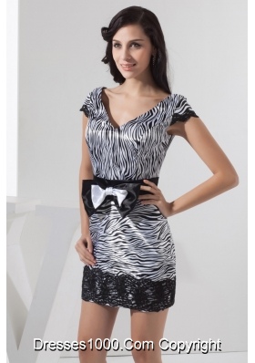 Mini V-neck Prom Dresses for Party with Zebra Print 2013