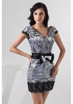 Mini V-neck Prom Dresses for Party with Zebra Print 2013