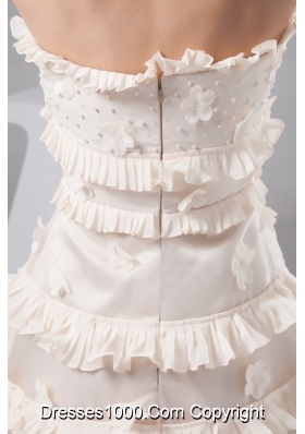 Sweetheart Cream Colored Prom Dress with Beading and Handmade Flower