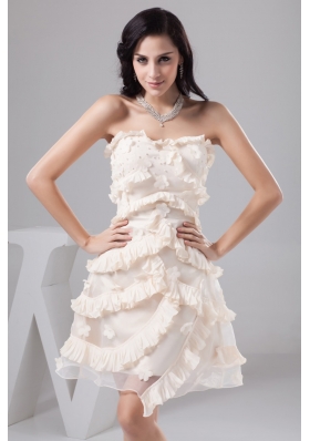 Sweetheart Cream Colored Prom Dress with Beading and Handmade Flower