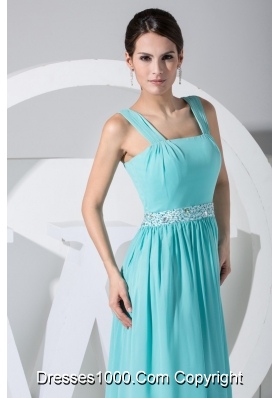 Mint Colored Chiffon Prom Dress with Beaded Waist