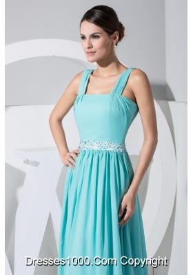 Mint Colored Chiffon Prom Dress with Beaded Waist