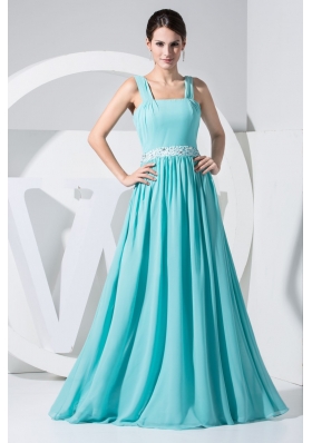 Mint Colored Chiffon Prom Dress with Beaded Waist