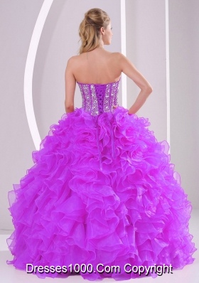 2013 Winter Sweetheart Ruffles and Beading Long Quinceanera Gowns in Fuchsia