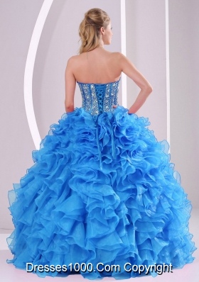 Ruffles and Beaded Decorate Sweetheart Long Quinceanera Dresses with Lace Up