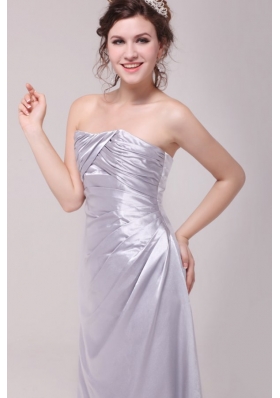 Discount Column Strapless Taffeta Prom Gown Dresses in Grey