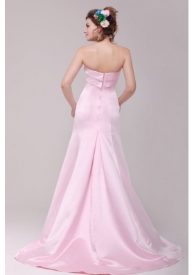 2014 Princess Strapless Prom Gown Dress in Pink with Brush Train