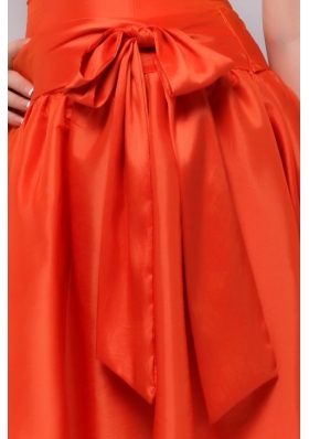 A-line Sweetheart Taffeta Orange Red Prom Gown Dress with Sashes