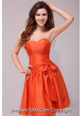 A-line Sweetheart Taffeta Orange Red Prom Gown Dress with Sashes