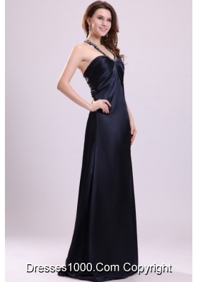 Black Halter Top Beaded 2014 Prom Celebrity Dresses for Spring