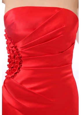 Brand New Strapless Mermaid Red Ruched Dress For Prom Court