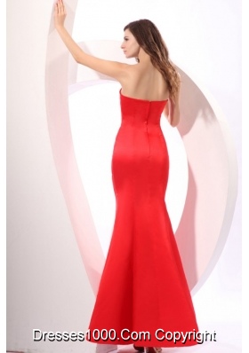 Brand New Strapless Mermaid Red Ruched Dress For Prom Court