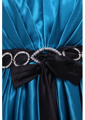 Satin Teal New Style Dress For Prom Princess for 2014 with Beading