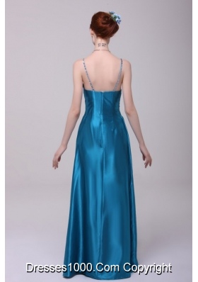 Satin Teal New Style Dress For Prom Princess for 2014 with Beading