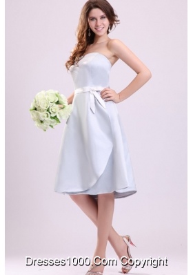 Light Blue Sweetheart A-line Knee-length Prom Maxi Dress with Sash