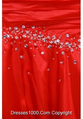 Mermaid Strapless Red 2014 Dress For Prom Queen with Beading