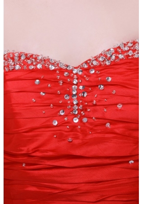 Mermaid Strapless Red 2014 Dress For Prom Queen with Beading