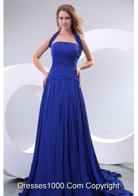 Popular Empire Strapless Chiffon Ruched Prom Dress in Royal Blue