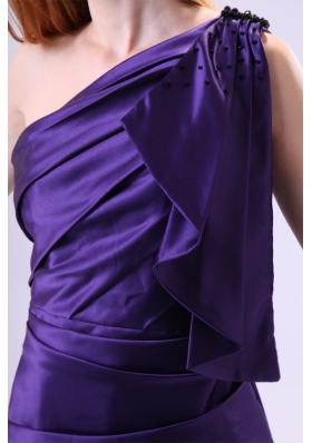 Purple Column One Shoulder Prom Graduation Dress in Mini-length