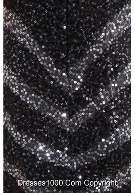 Mermaid Sequined Black 2014 Spring Prom Dress with Brush Train