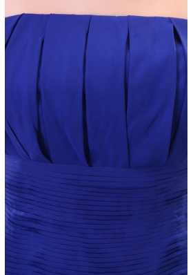 Sheath Royal Blue Strapless Organza Prom Maxi Dress with Ruching