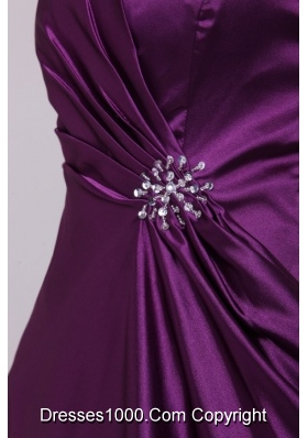 Simple Column Taffeta Purple Dresses For Prom Court with Beading