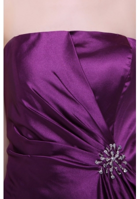 Simple Column Taffeta Purple Dresses For Prom Court with Beading