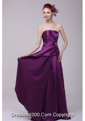 Simple Column Taffeta Purple Dresses For Prom Court with Beading