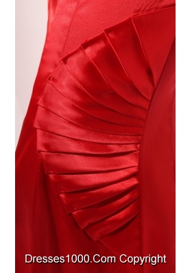 Simple Red Column Sweetheart Satin Long Prom Dress with Ruching