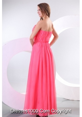 Strapless Chiffon Empire Long Prom Pageant Dresses with Ruche