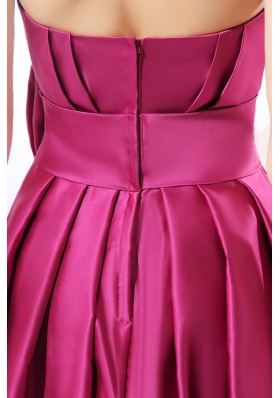 Strapless Fuchsia A-line Knee-length JS Prom Dress with Bowknot