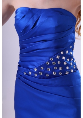 Strapless Royal Blue Mini-length Prom Party Dresses with Beading