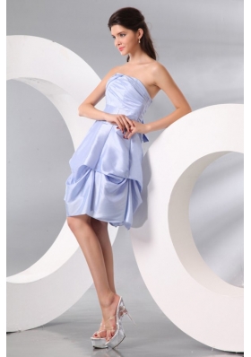 Short Mini Length Strapless Pick-ups Lavender Taffeta Prom Dress