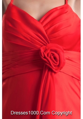 Flowers Straps Layers Red Prom Bridesmaid Dresses on Sale