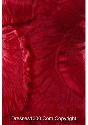 Sweep Train Ruffled Layers Red Organza Prom Celebrity Dress