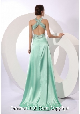 Slit Criss Crossed Back Beaded Brush Train Dress for JS Prom