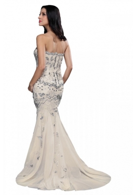 Exquisite Beaded and Sequined Sweetheart Mermaid Prom Gown Dress