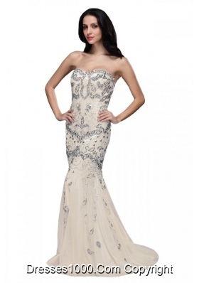 Exquisite Beaded and Sequined Sweetheart Mermaid Prom Gown Dress