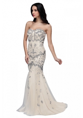 Exquisite Beaded and Sequined Sweetheart Mermaid Prom Gown Dress