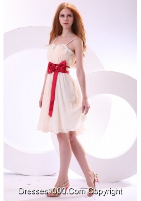 Sweet Champagne Mini-length Chiffon Prom Cocktail Dress For Girls