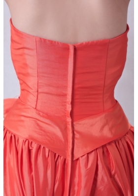 Bowknot Sash Sweetheart Orange Taffeta Short Prom Gowns