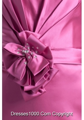 Rose Pink Strapless Flowers Taffeta Dresses for Prom Princess