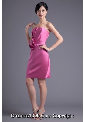 Rose Pink Strapless Flowers Taffeta Dresses for Prom Princess