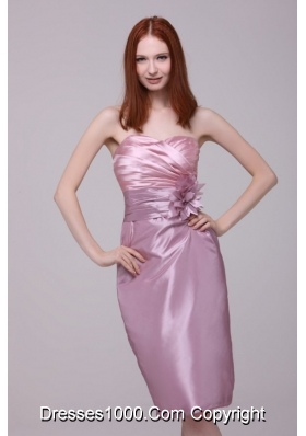 Pearl Pink Sheath Column Sweetheart Ruched Short Prom Gowns