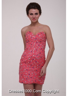 Beaded Sweetheart Watermelon Detachable Train Prom Gown