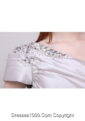 Latest Beading and Ruching One Shoulder Mini-length Prom Gown