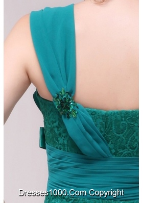 Brand New Ruching One Shoulder Lace Prom Dresses at Low Price