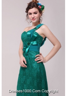 Brand New Ruching One Shoulder Lace Prom Dresses at Low Price