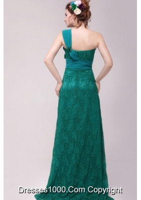 Brand New Ruching One Shoulder Lace Prom Dresses at Low Price